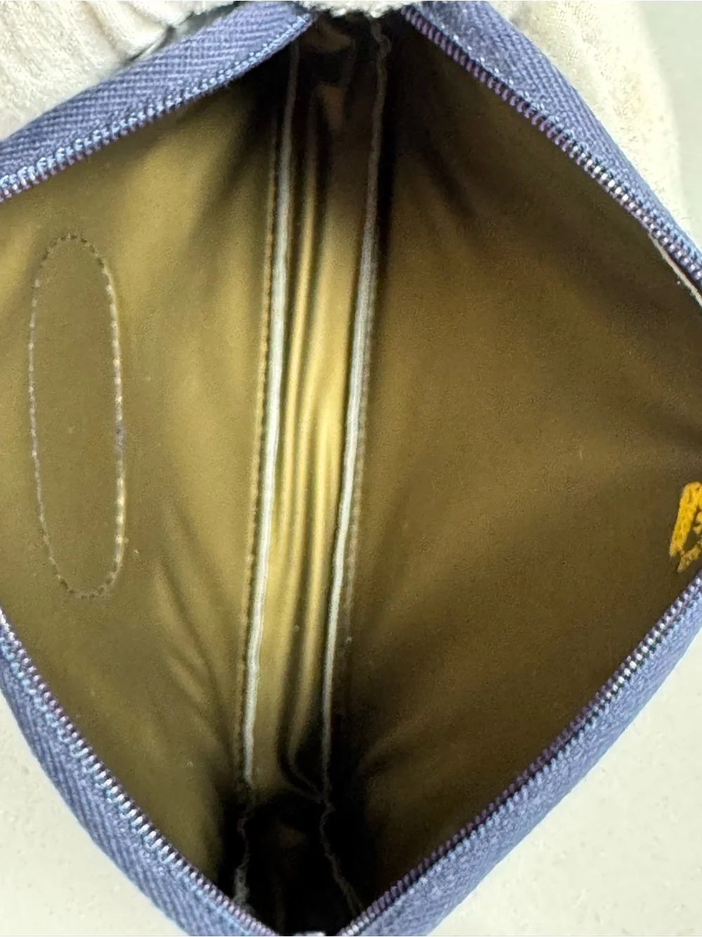 Gucci Vintage Navy Leather Pouch with Gold Double G Accent. Great condition